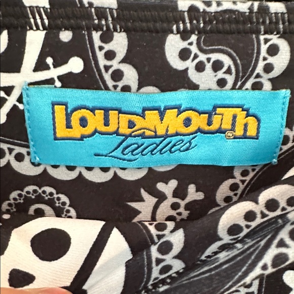 Loudmouth Leggings EUCWomen’s Sz M Skulls Paisley Black & White Halloween - Picture 4 of 8